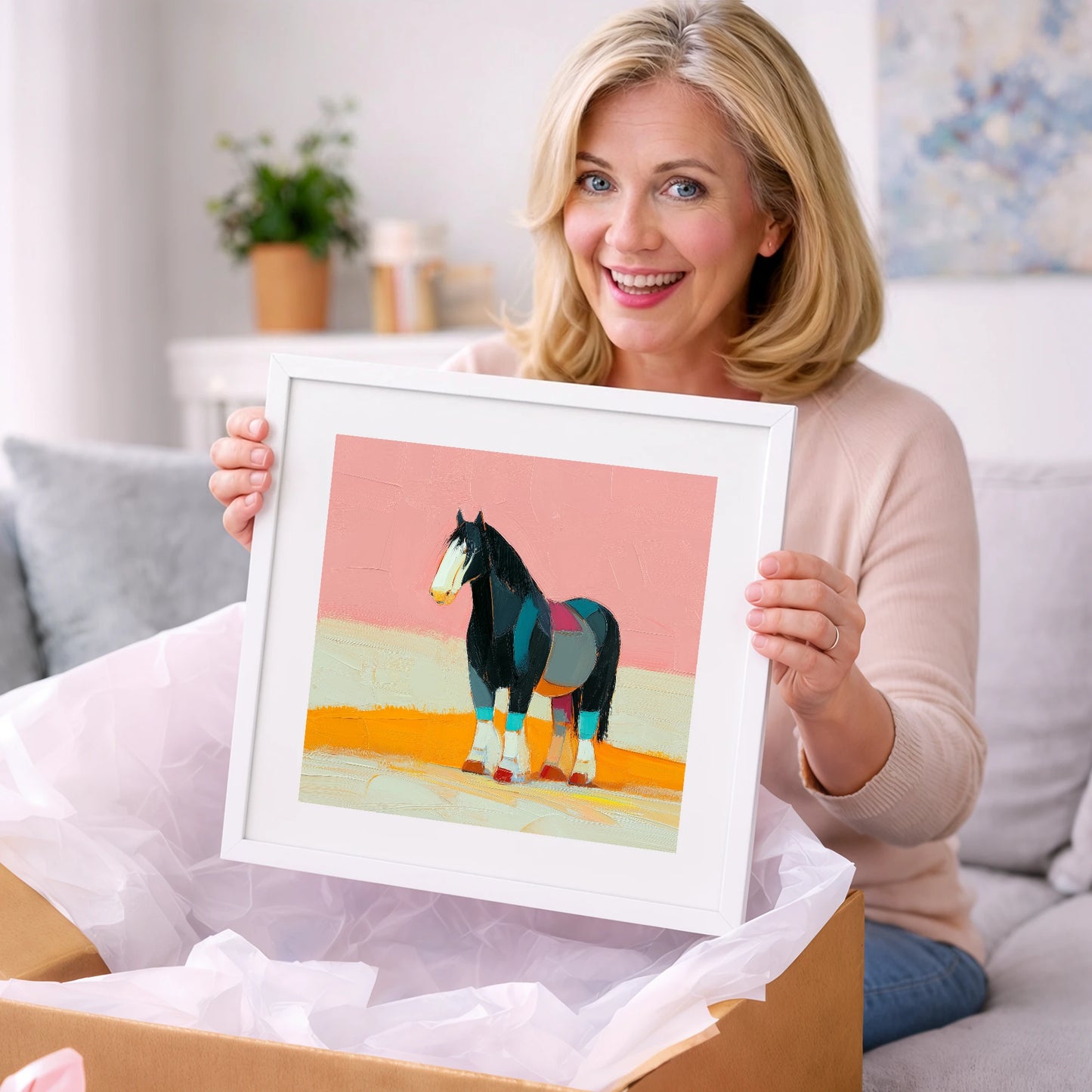 Vibrant Heavy Horse Profile - working horse art gift idea for horse lovers