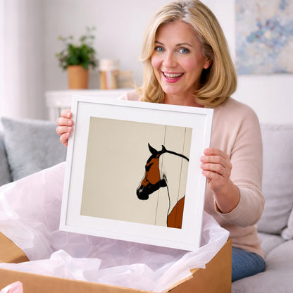 Minimalist Chestnut Silhouette - horse portrait art gift idea for horse lovers
