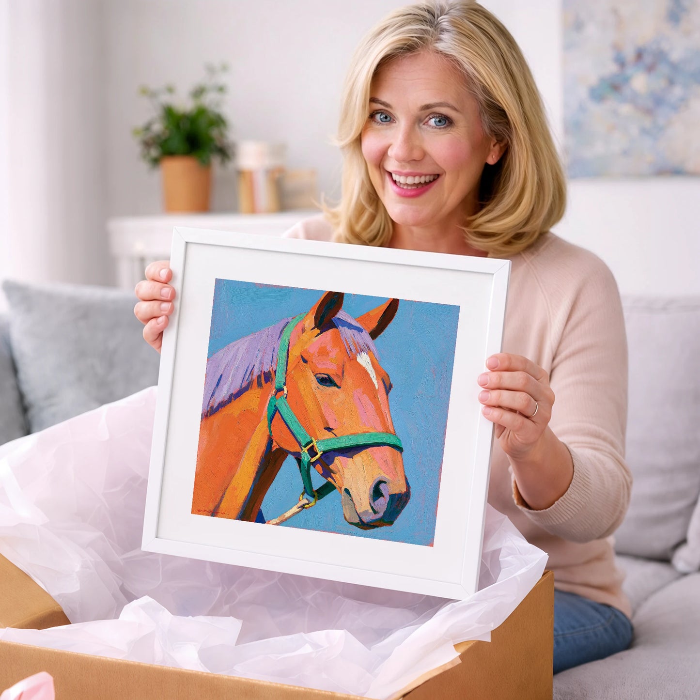 Colourful Chestnut Horse Portrait - horse breed art gift idea for horse lovers