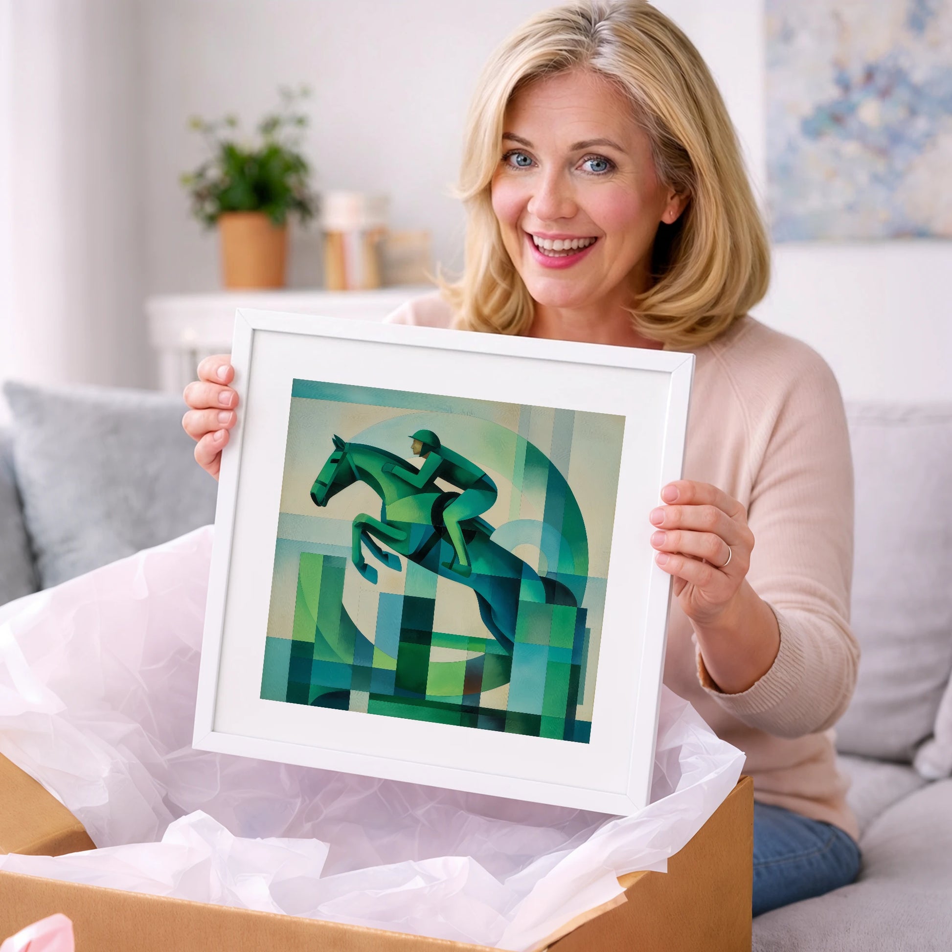 Emerald Ascent - show jumping horse art gift idea for horse lovers