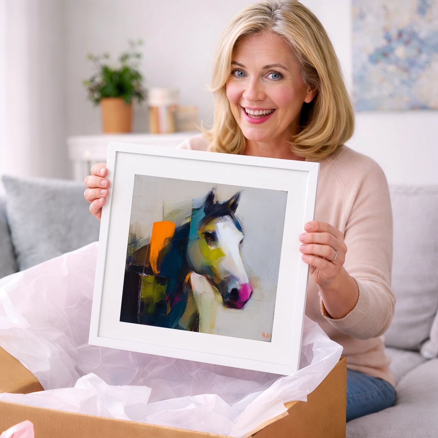 Vivid Equine Profile - horse portrait art gift idea for horse lovers