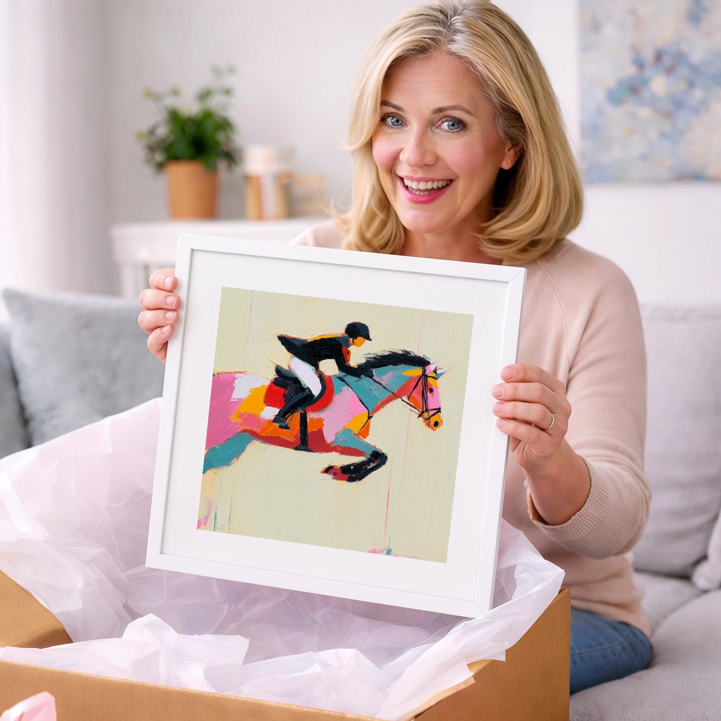 Vivid Showjumping Flight - show jumping horse art gift idea for horse lovers