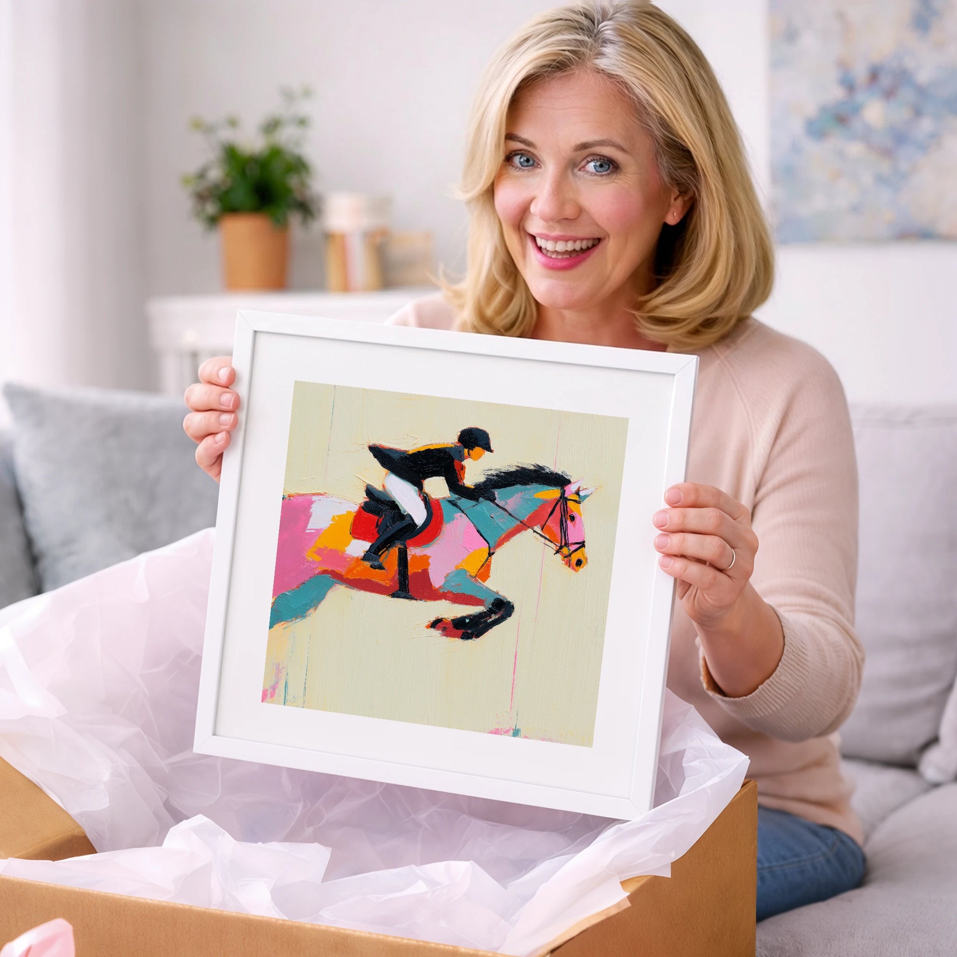 Vivid Showjumping Flight - show jumping horse art gift idea for horse lovers