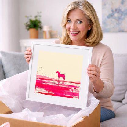 Magenta Horizon Reflection - horse landscape art gift idea for horse lovers