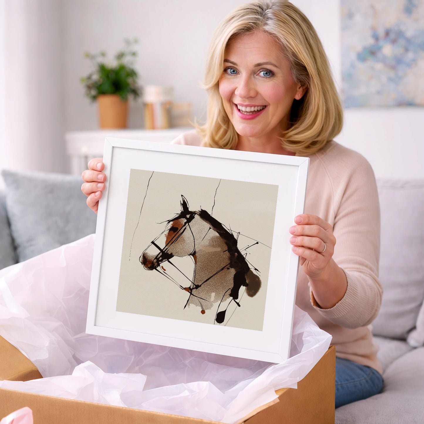 Raw Ink Equine Profile - horse portrait art gift idea for horse lovers