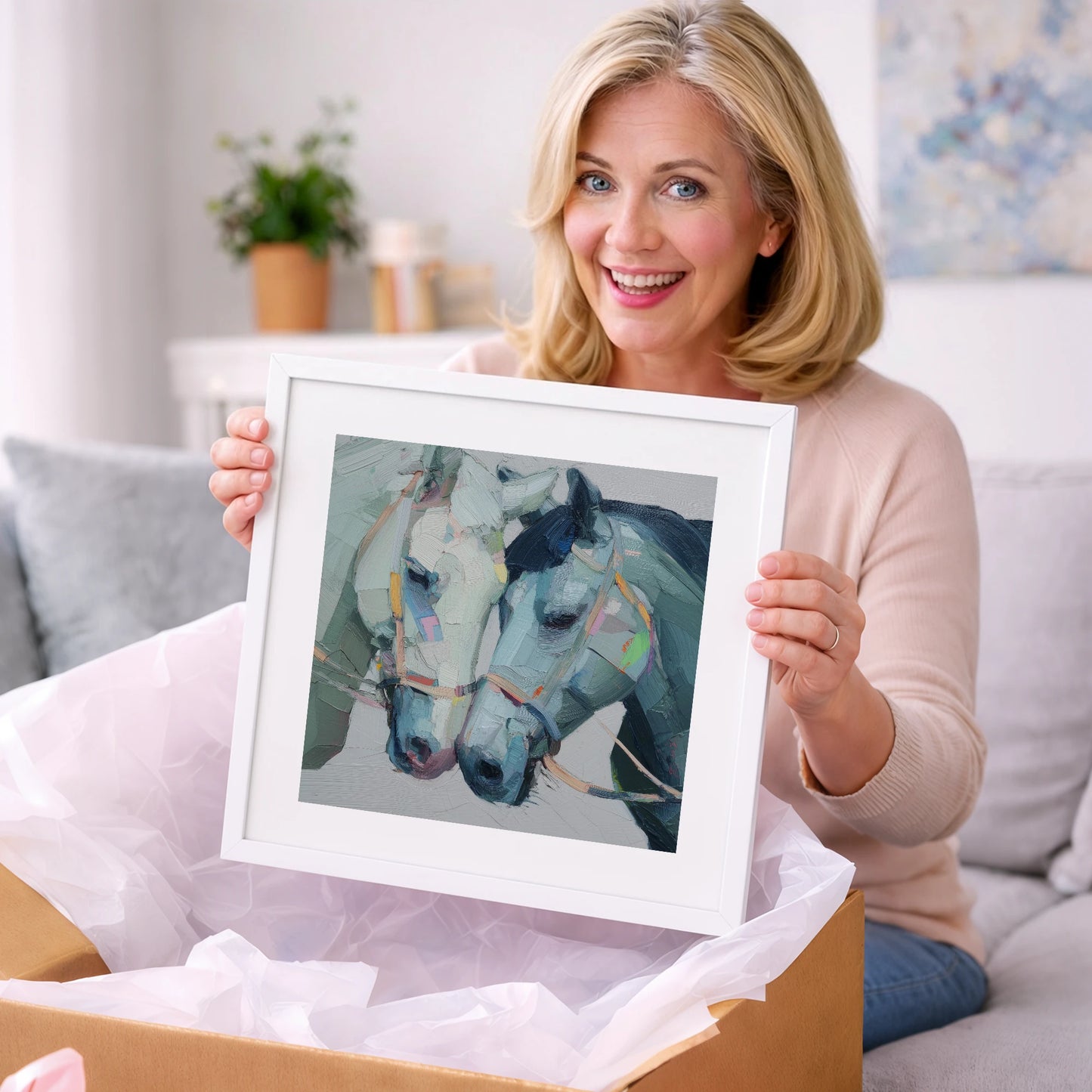 A Quiet Connection - horse portrait art gift idea for horse lovers