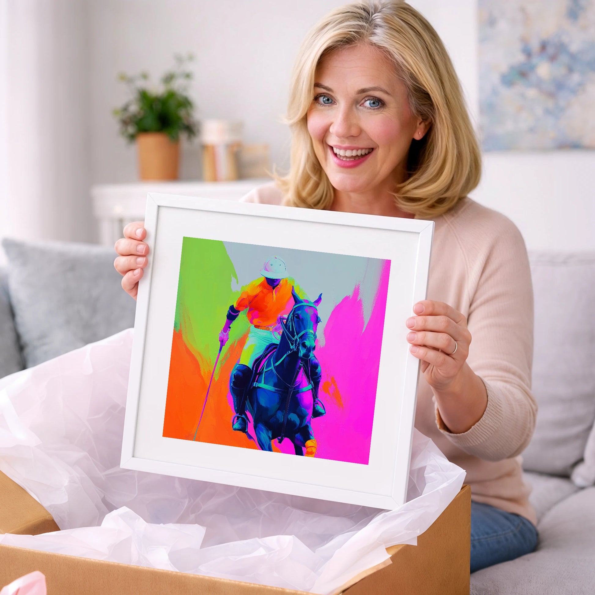 Neon Chukka - polo horse art gift idea for horse lovers