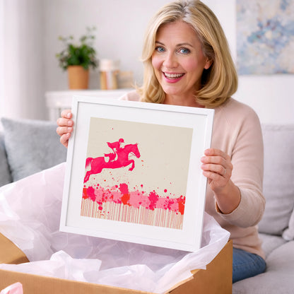 Magenta Flight - show jumping horse art gift idea for horse lovers
