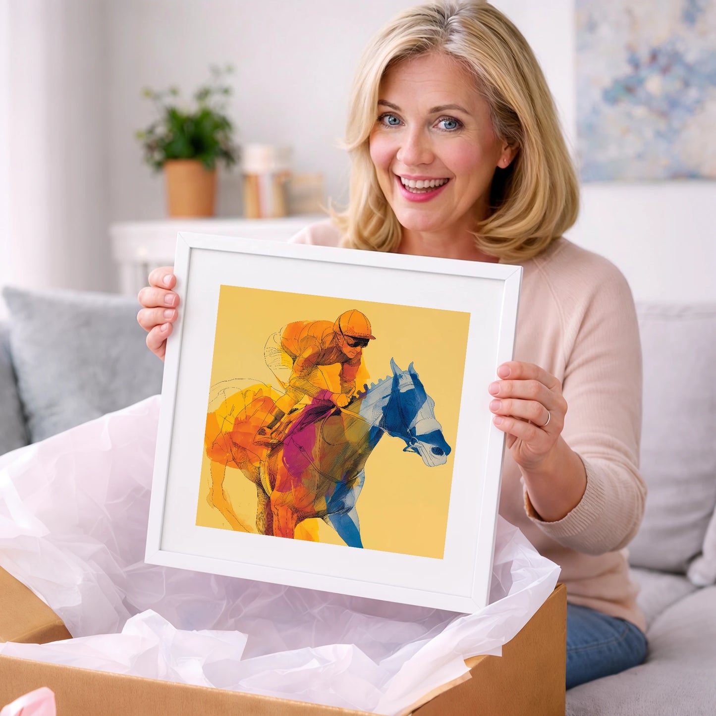 The Golden Furlong - racing horse art gift idea for horse lovers