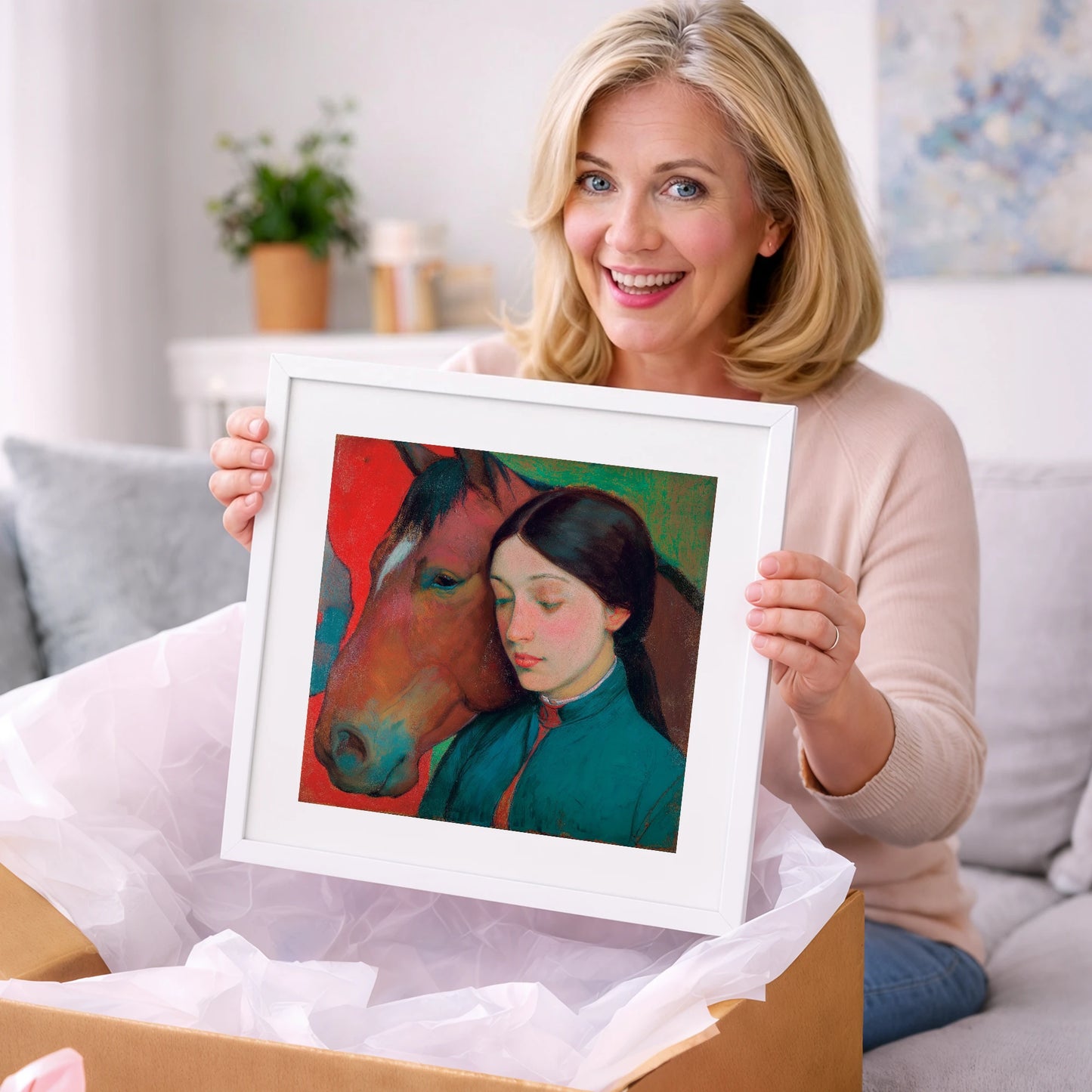 Silent Devotion - horse & rider art gift idea for horse lovers