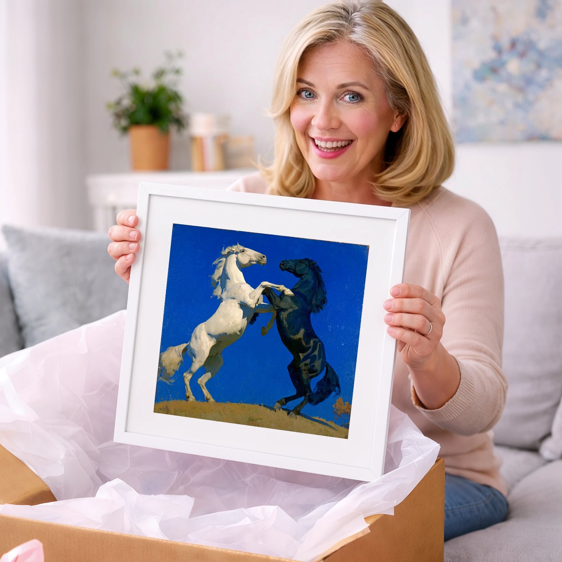 Cobalt Sky Stallions - wild horses art gift idea for horse lovers