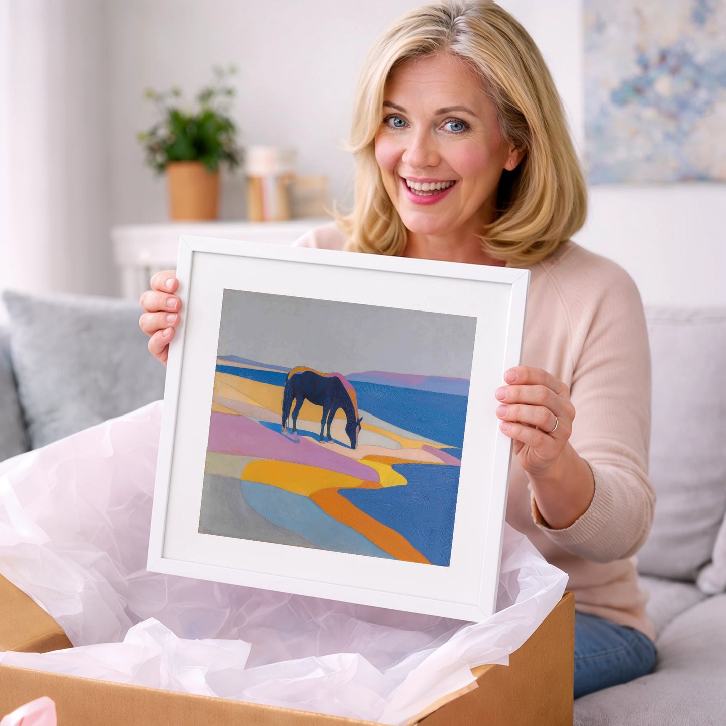 Vivid Equine Horizon - horse landscape art gift idea for horse lovers