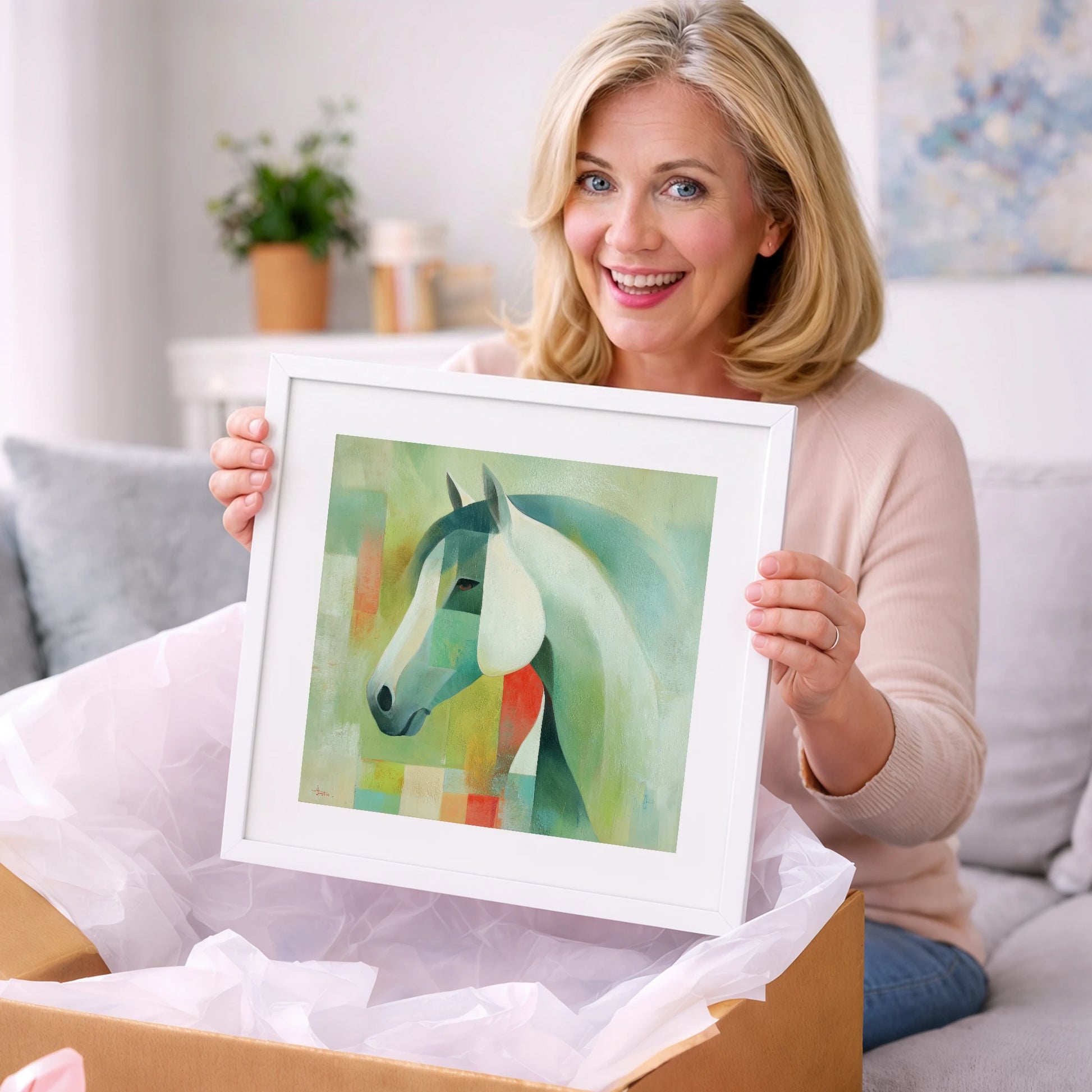 Geometric Equine Harmony - horse portrait art gift idea for horse lovers