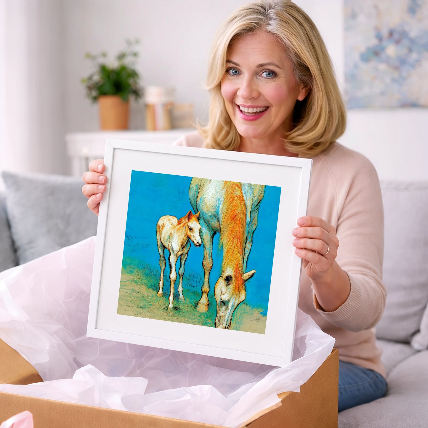 Nurture and Nature - mare & foal art gift idea for horse lovers