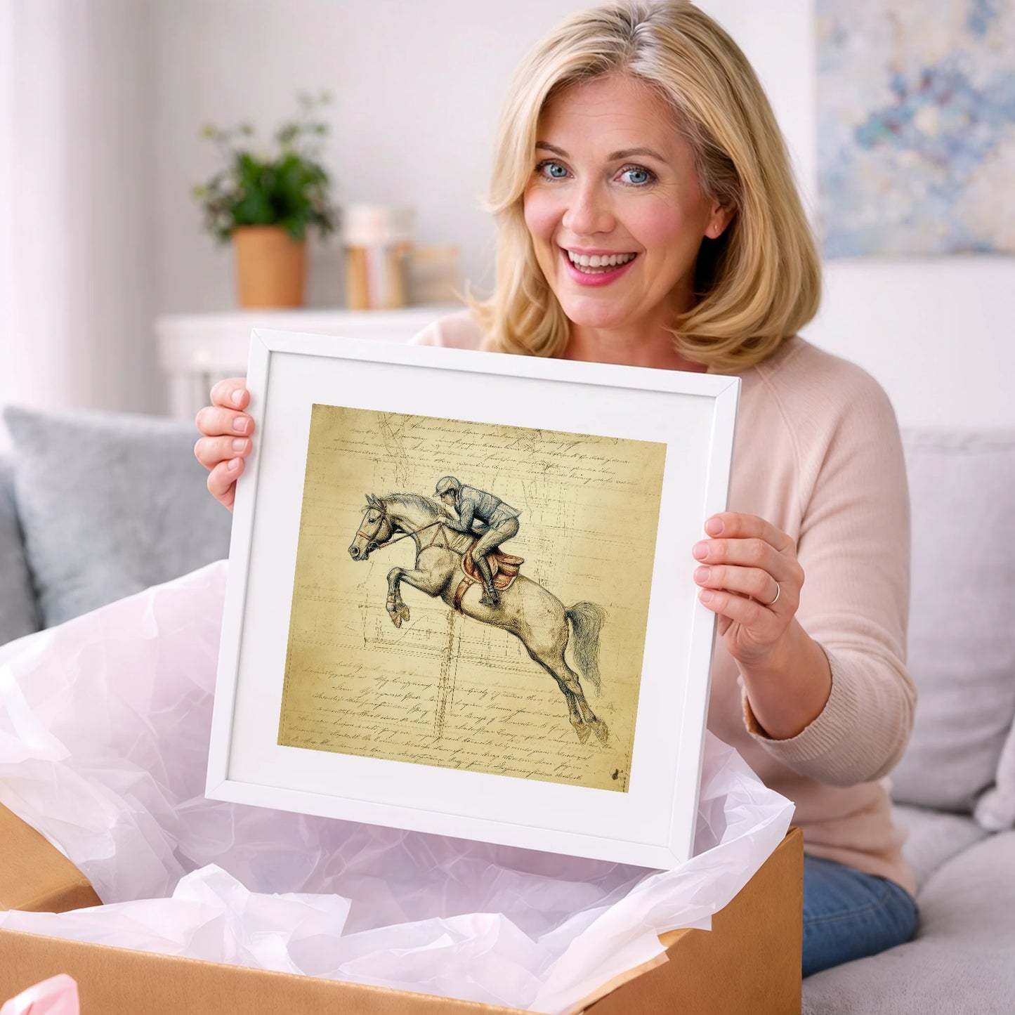 The Scholar's Jump - show jumping horse art gift idea for horse lovers