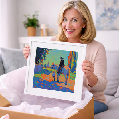 The Young Admirer - horse & rider art gift idea for horse lovers