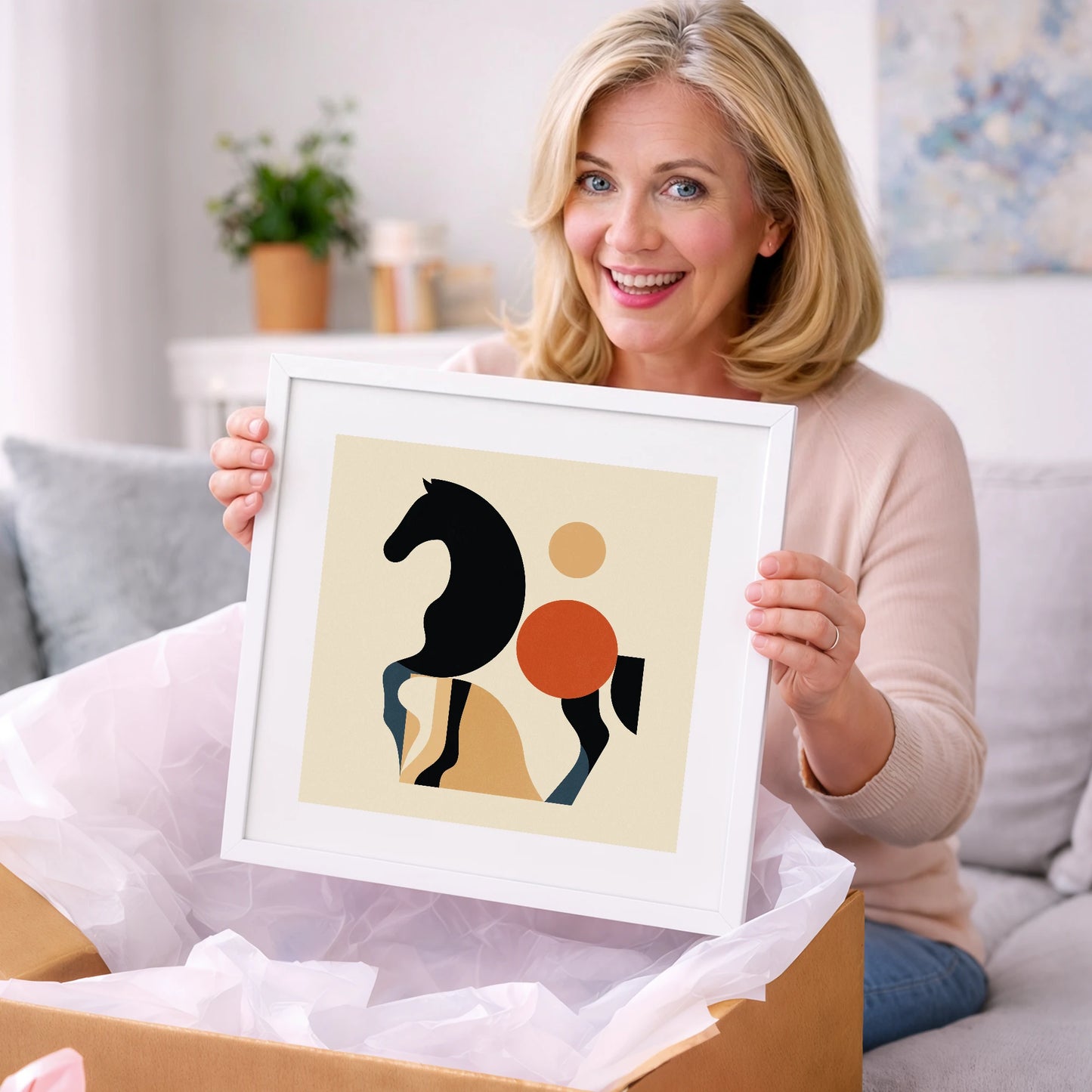 Mid-Century Equine Form - horse portrait art gift idea for horse lovers