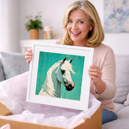 Vibrant Grey on Teal - horse breed art gift idea for horse lovers