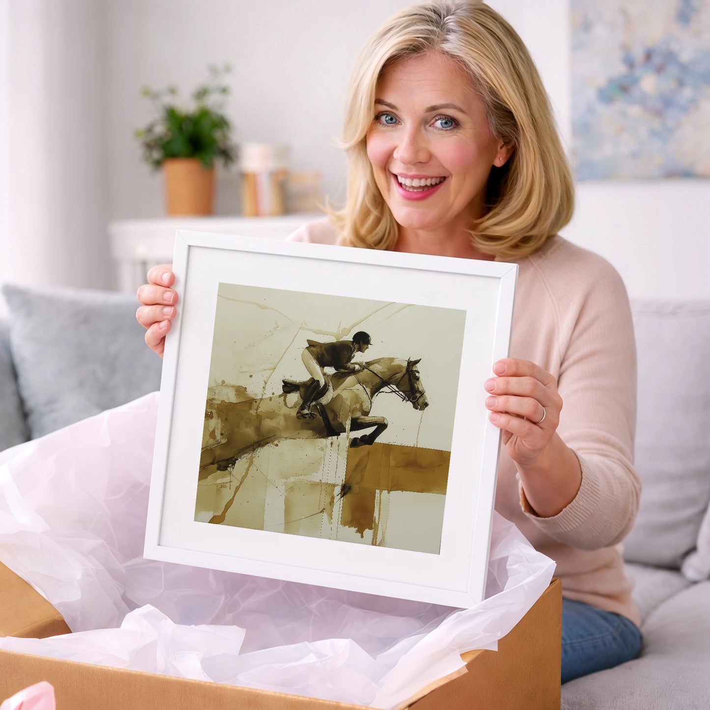 Fluidity in Flight - show jumping horse art gift idea for horse lovers