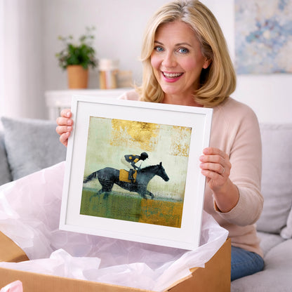 The Golden Furlong - racing horse art gift idea for horse lovers