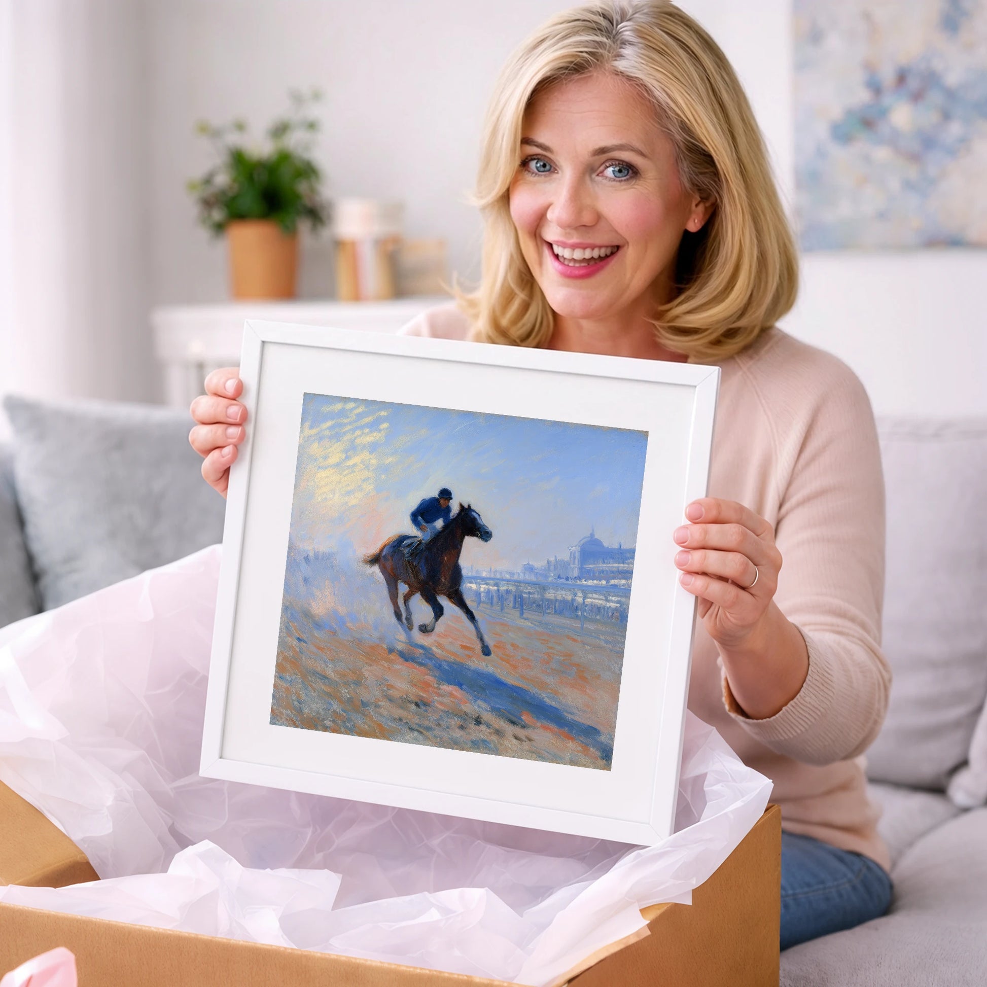 Luminous Morning Gallop - racing horse art gift idea for horse lovers
