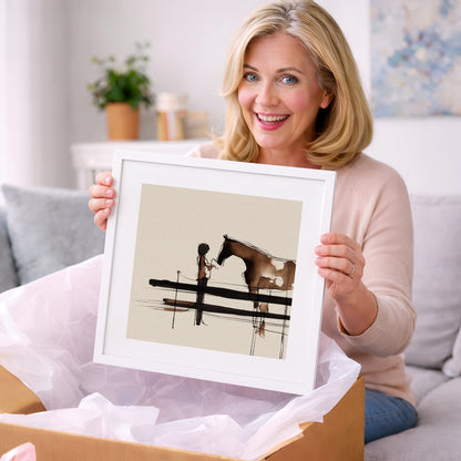 Connection at the Fence - horse & rider art gift idea for horse lovers