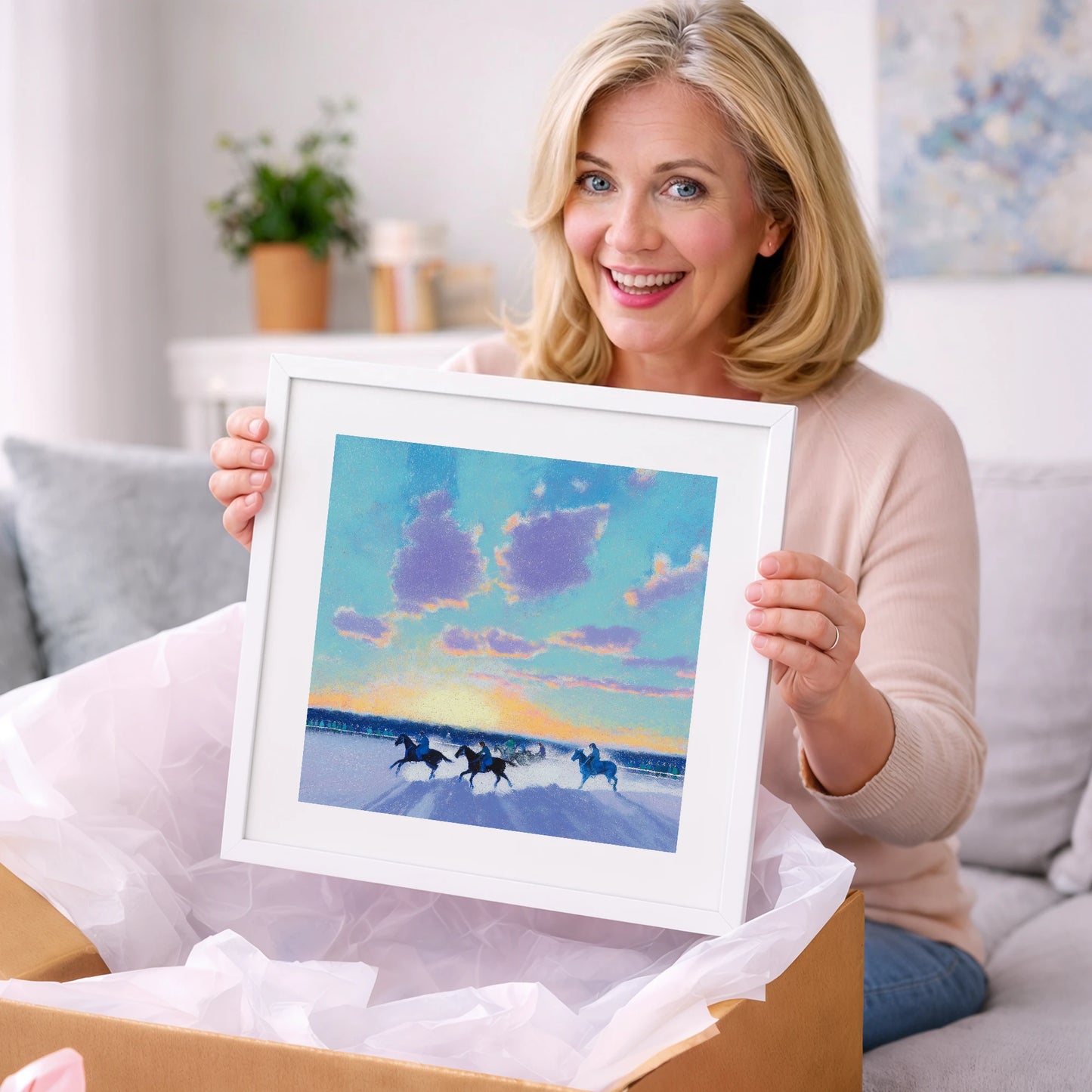 Winter Polo Dawn - polo horse art gift idea for horse lovers