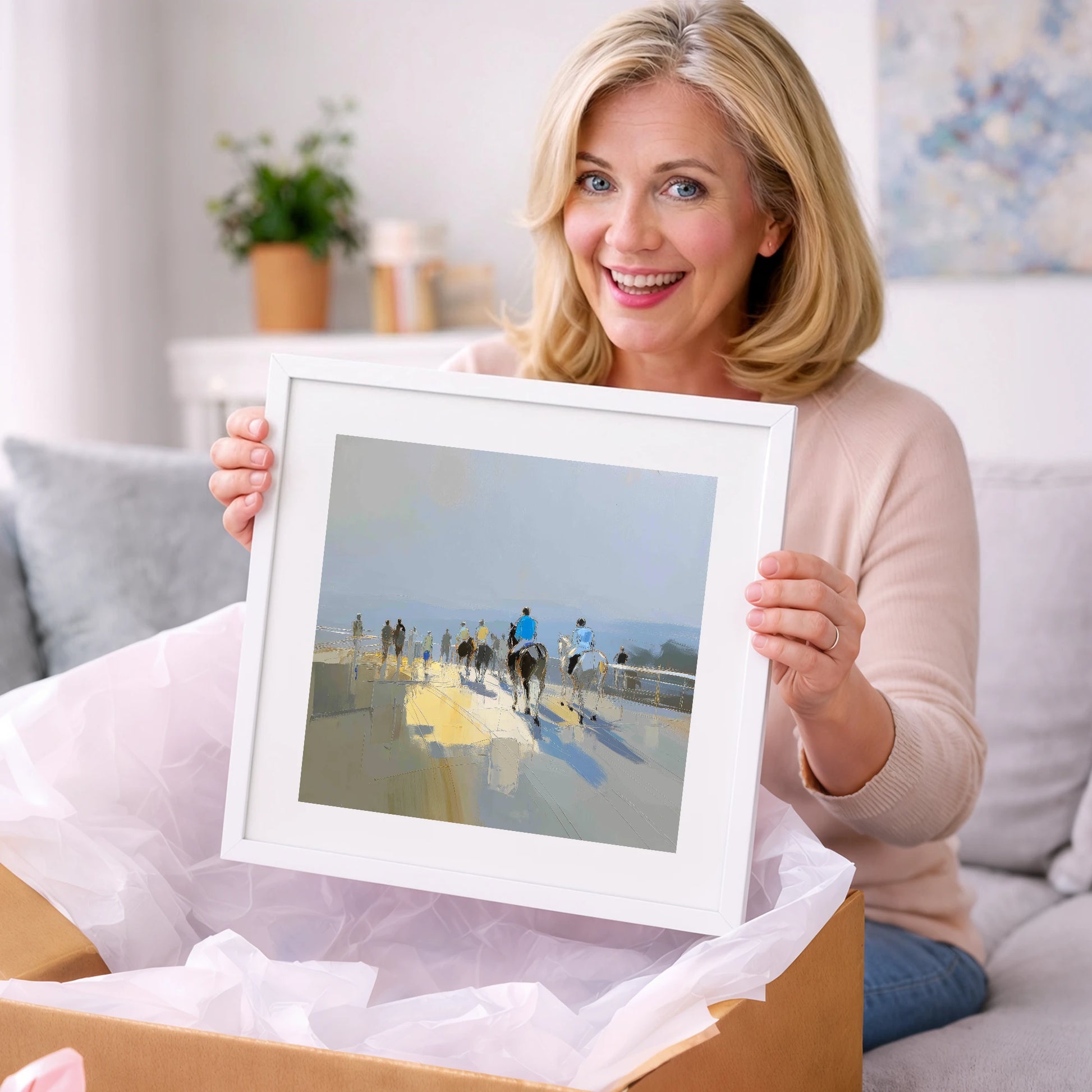 Heading to the Start - racing horse art gift idea for horse lovers