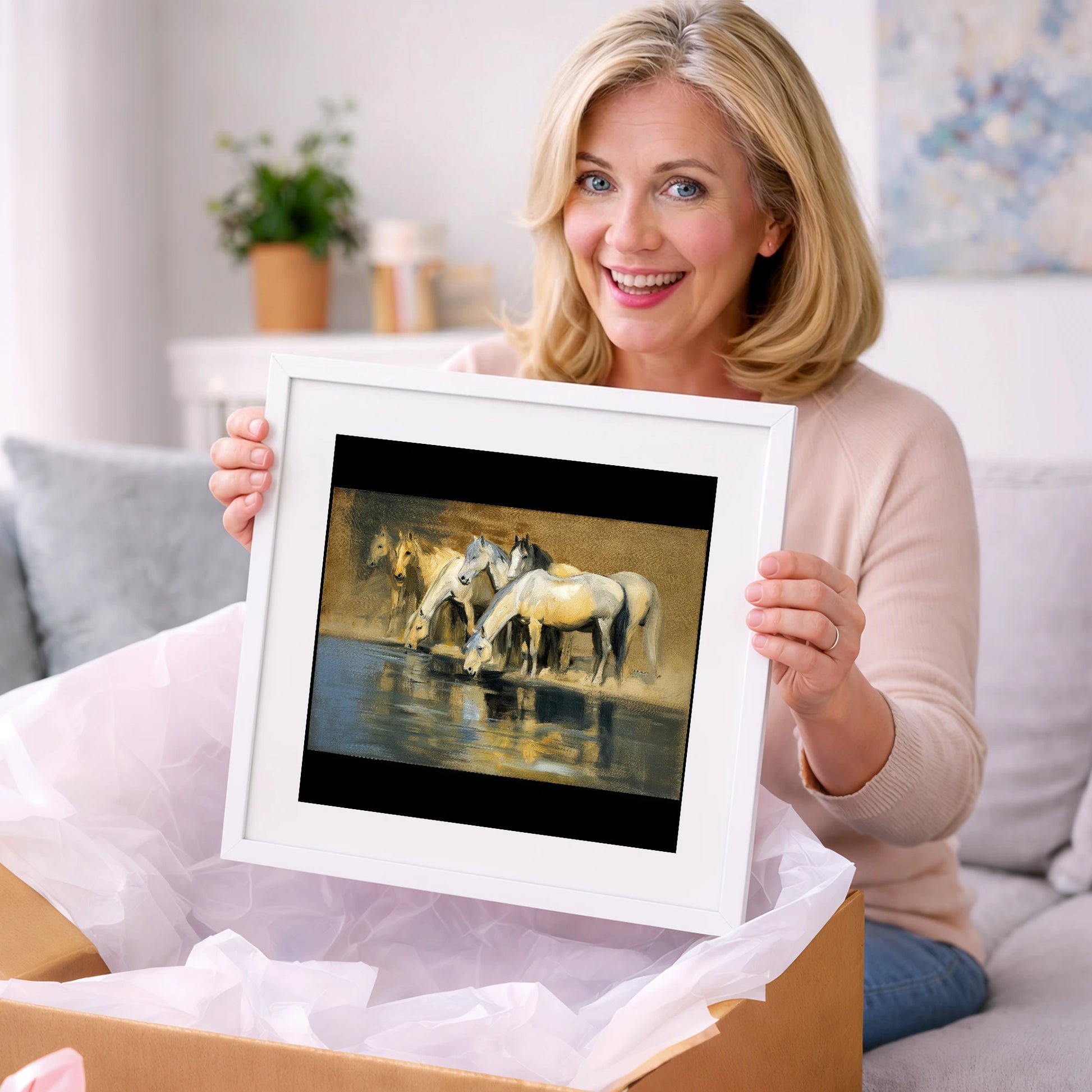 Reflections of the Herd - wild horses art gift idea for horse lovers