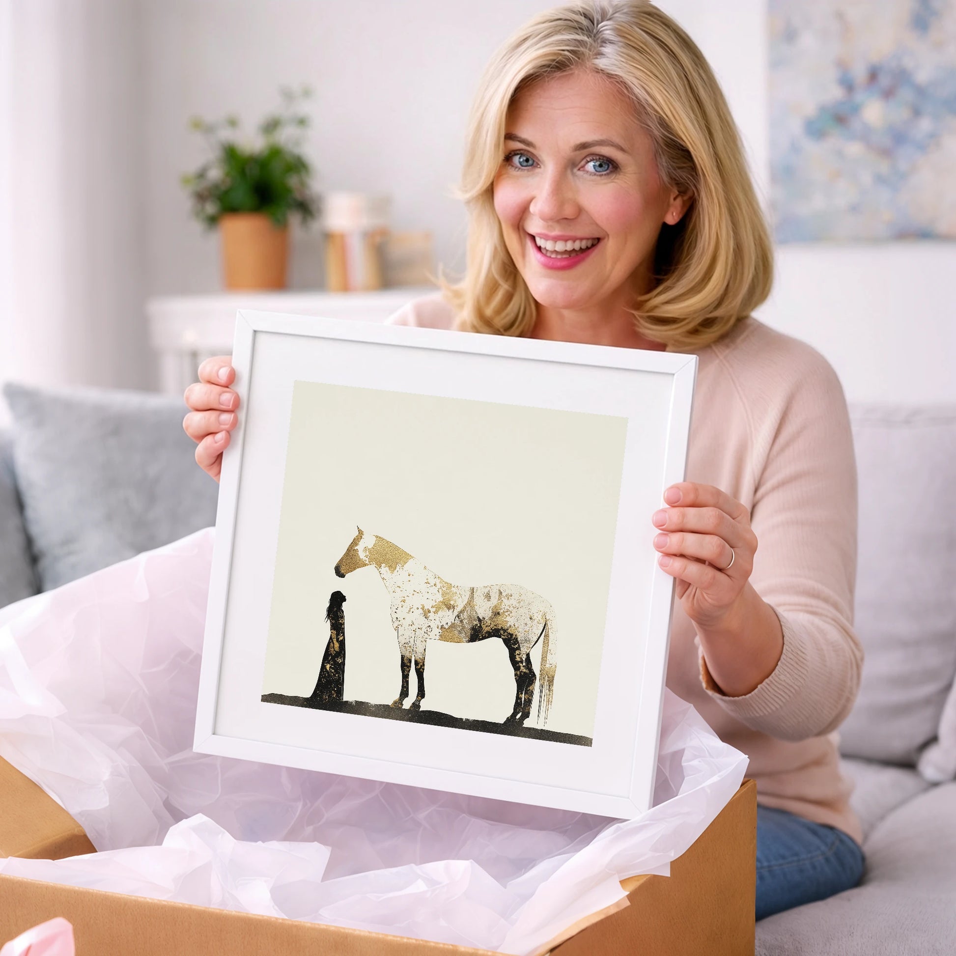 The Golden Bond - horse & rider art gift idea for horse lovers
