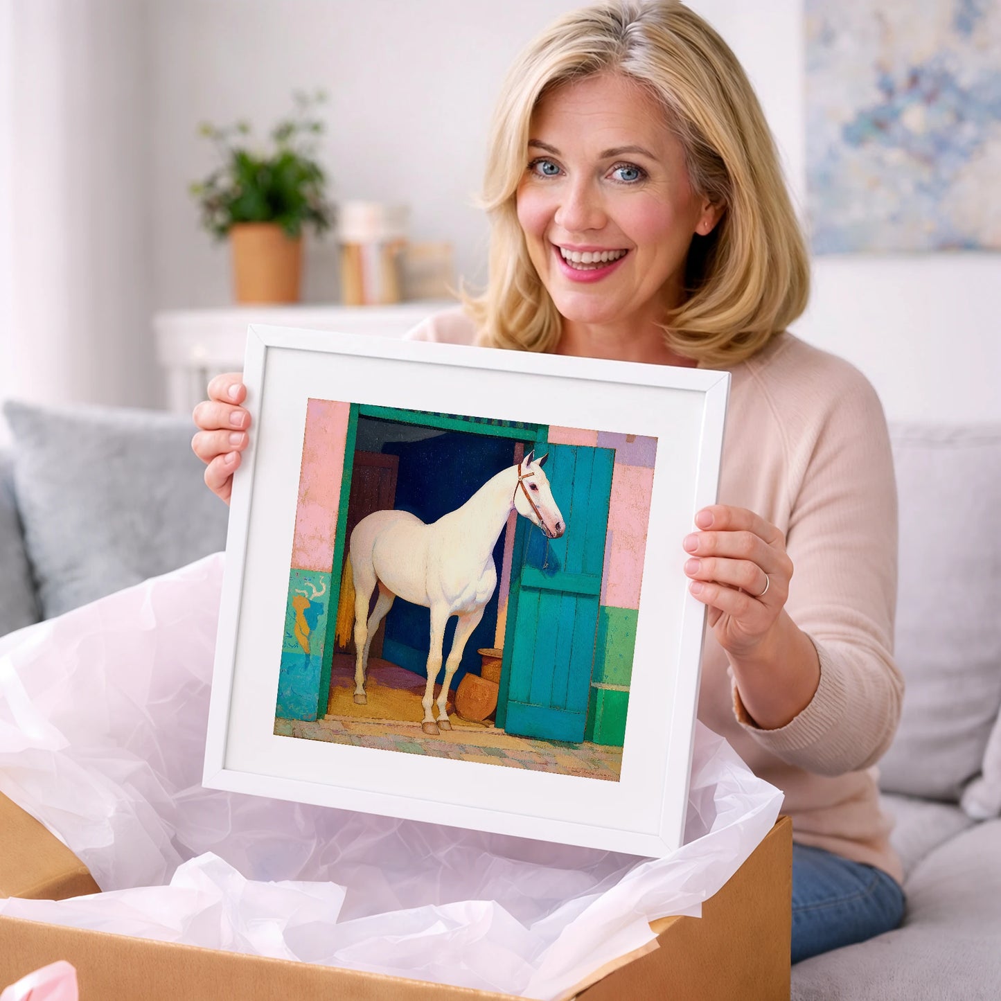 The Turquoise Door - horse stable art gift idea for horse lovers