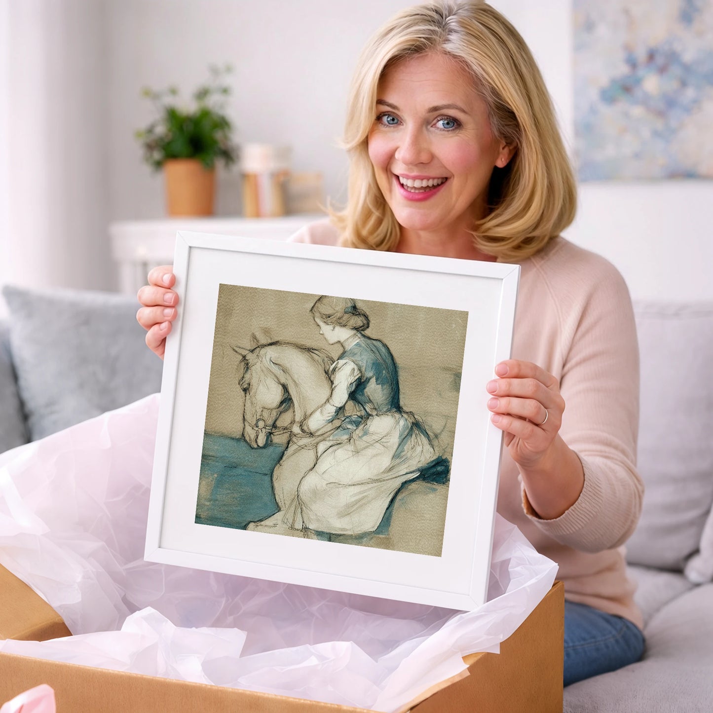 A Quiet Harmony - horse & rider art gift idea for horse lovers
