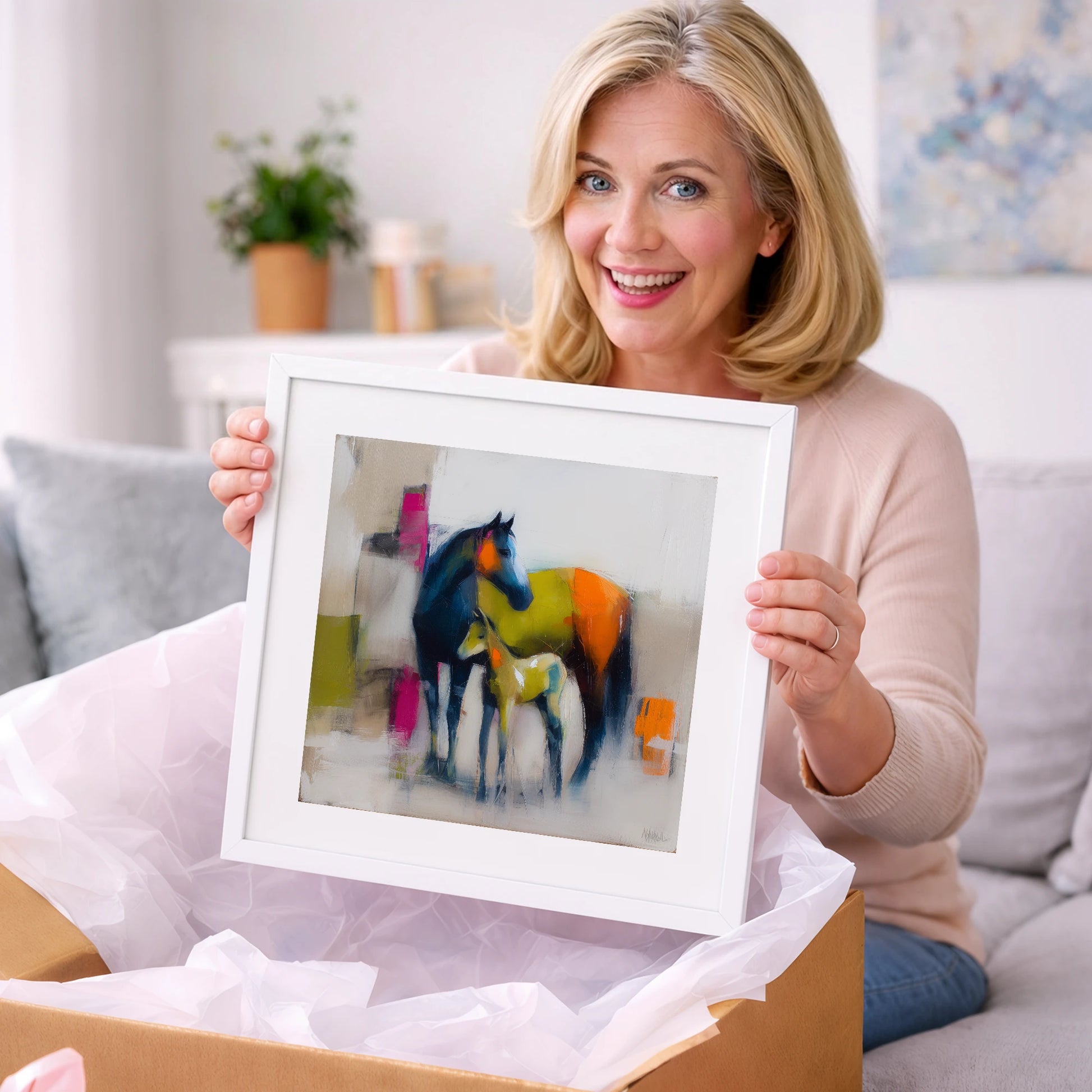 Bold Beginnings - mare & foal art gift idea for horse lovers