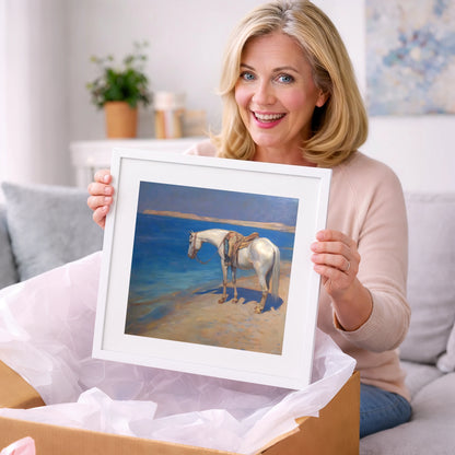 The Patient Grey - horse landscape art gift idea for horse lovers