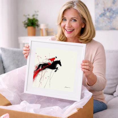 Crimson Flight - show jumping horse art gift idea for horse lovers