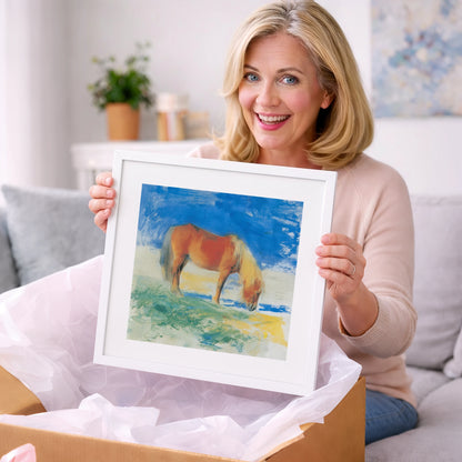 Grazing Under Cobalt Skies - horse breed art gift idea for horse lovers