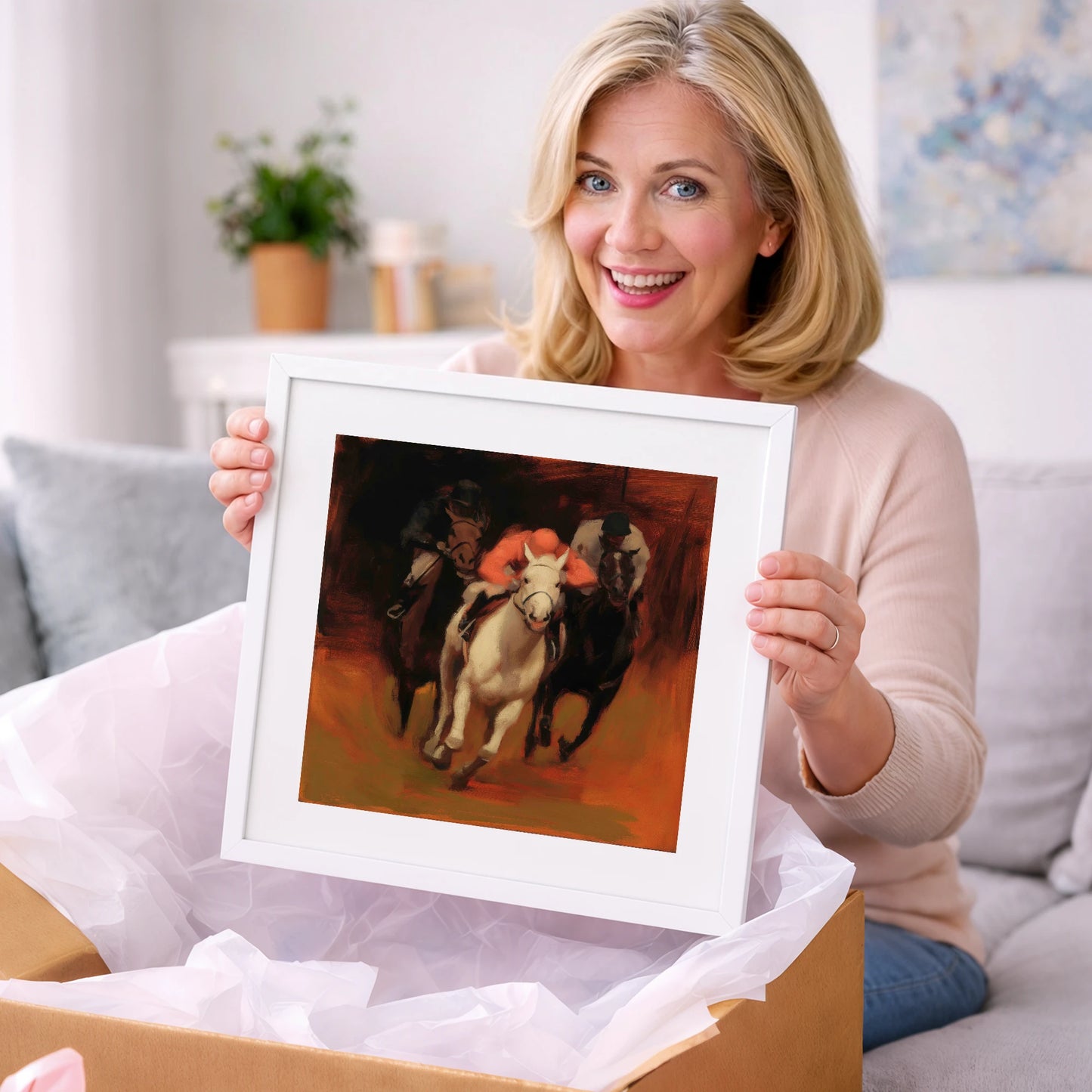 Breaking from the Pack - racing horse art gift idea for horse lovers