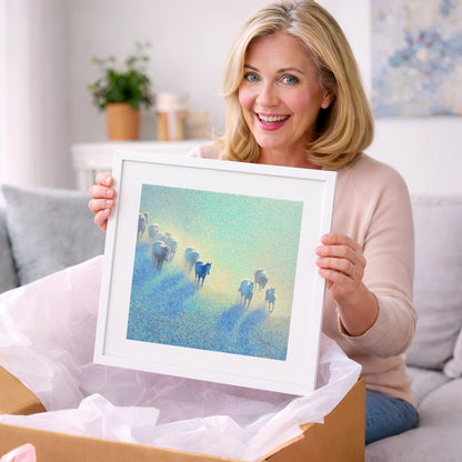 Ethereal Morning Herd - wild horses art gift idea for horse lovers