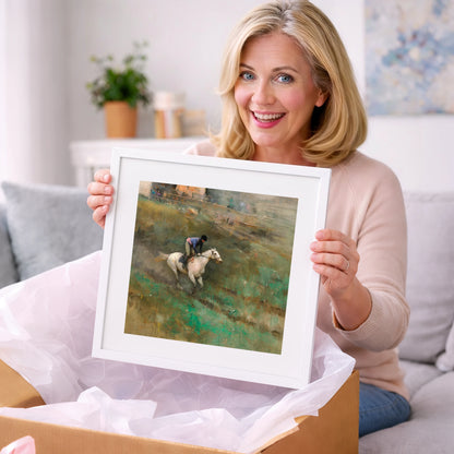 Through the Morning Mist - racing horse art gift idea for horse lovers