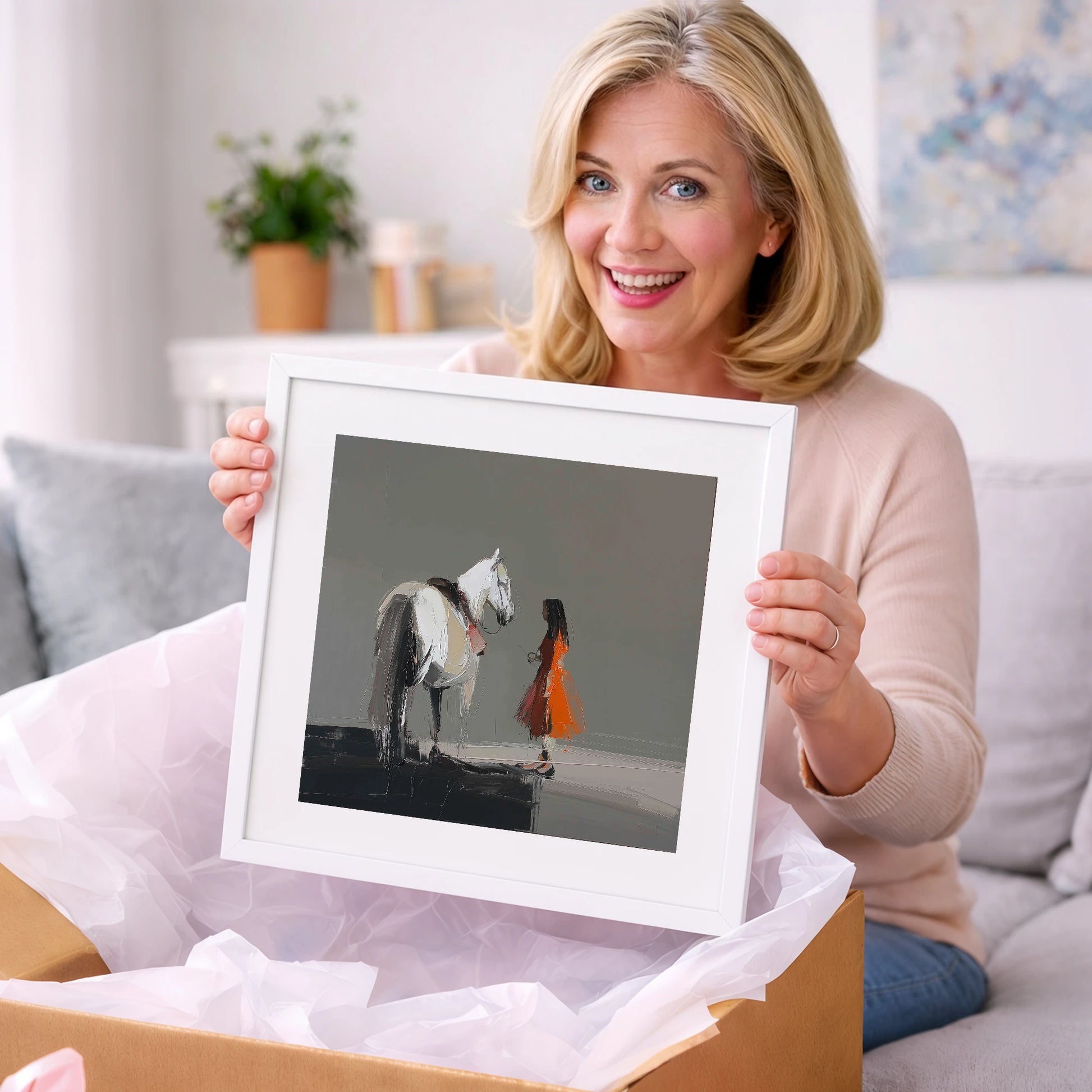 A Silent Dialogue - horse & rider art gift idea for horse lovers