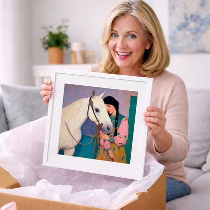Quiet Devotion - horse & rider art gift idea for horse lovers