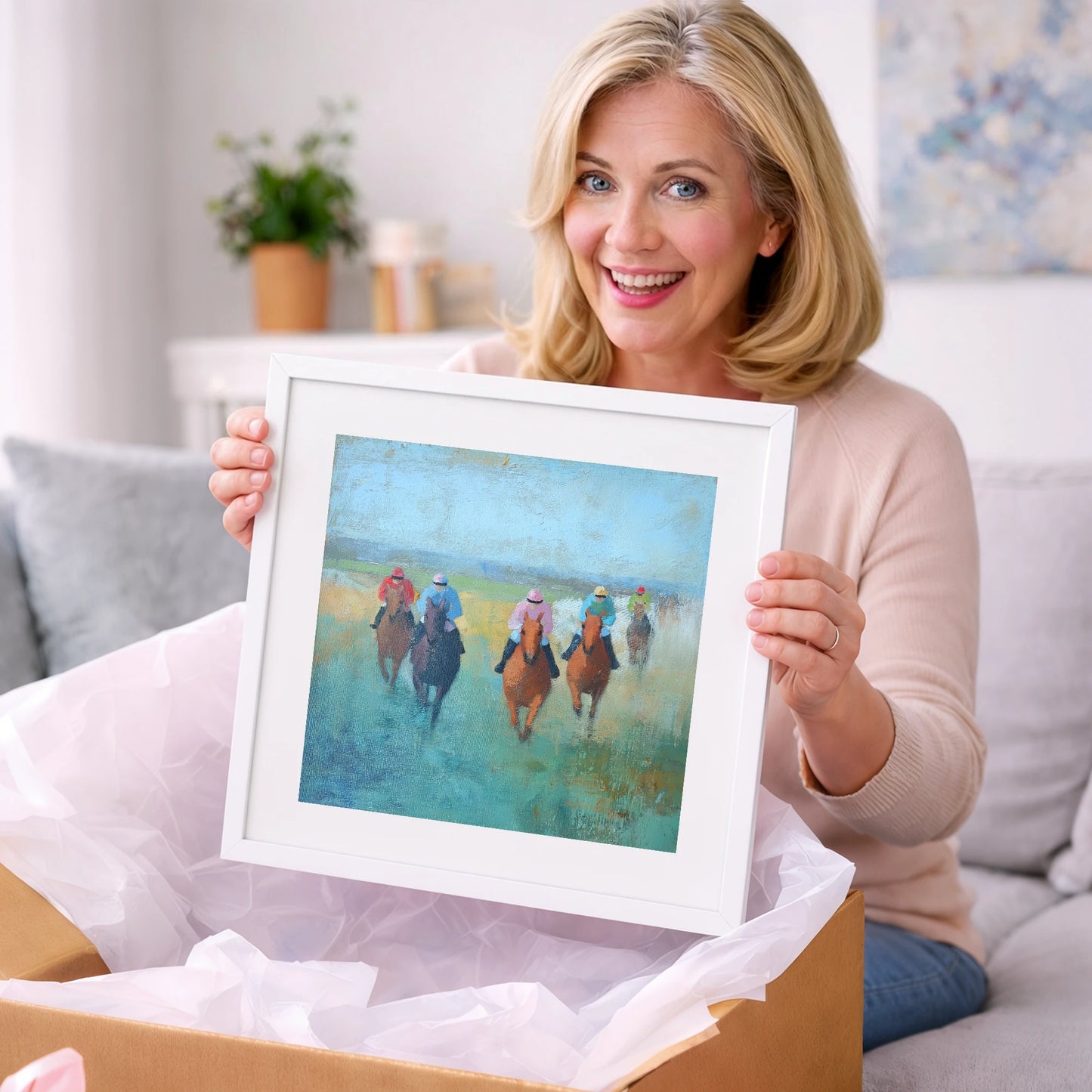 Through the Mist - racing horse art gift idea for horse lovers