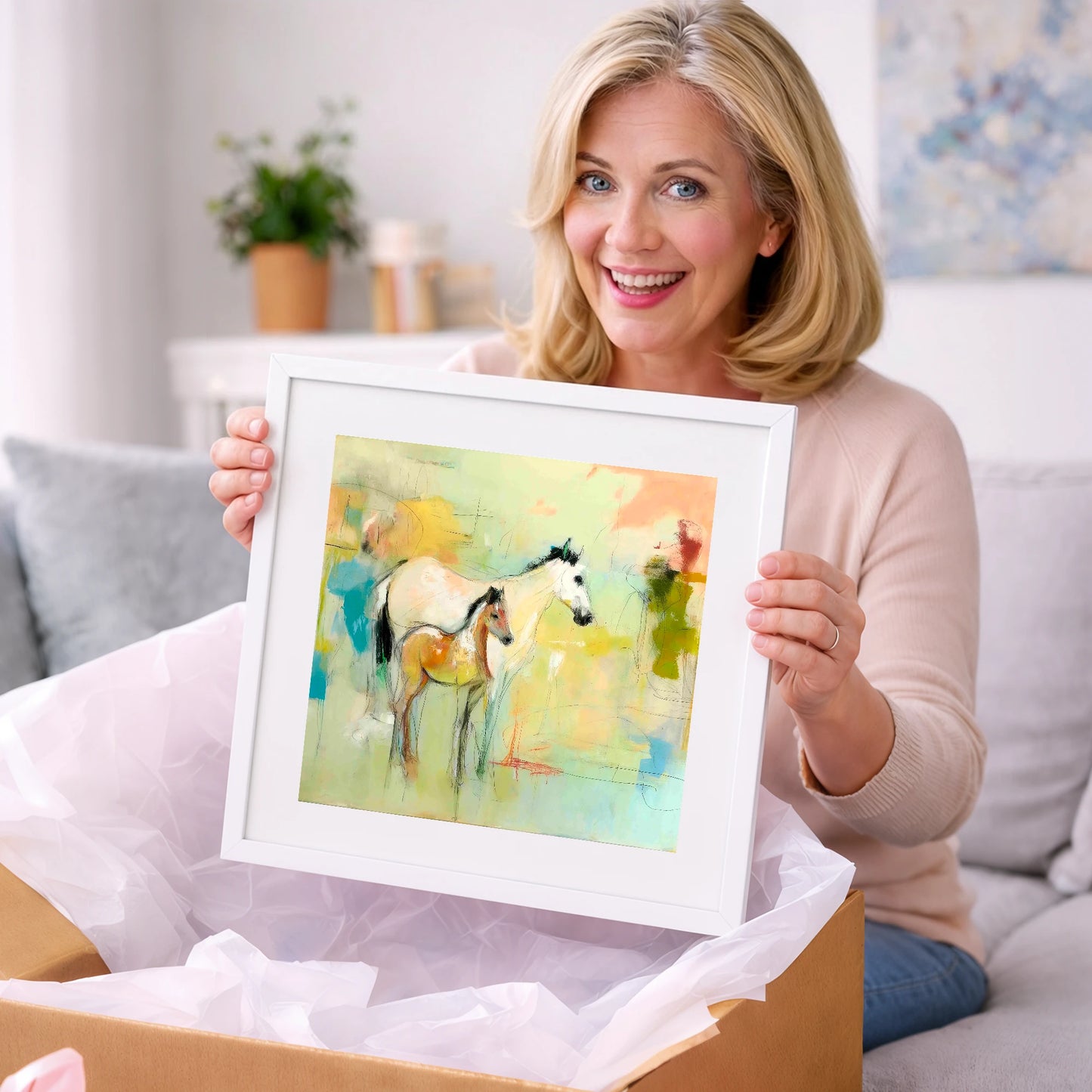 Ethereal Mare and Foal - mare & foal art gift idea for horse lovers