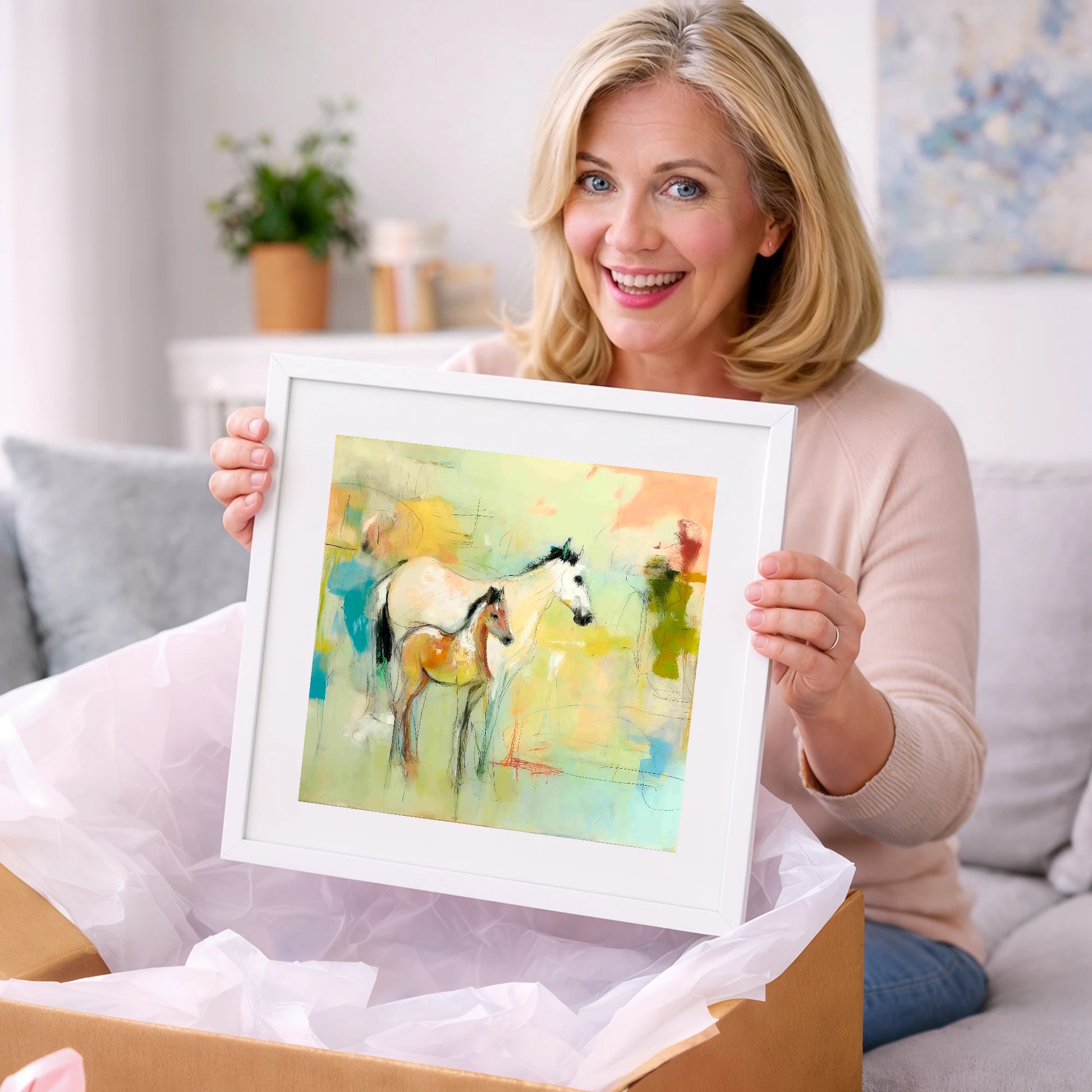 Ethereal Mare and Foal - mare & foal art gift idea for horse lovers