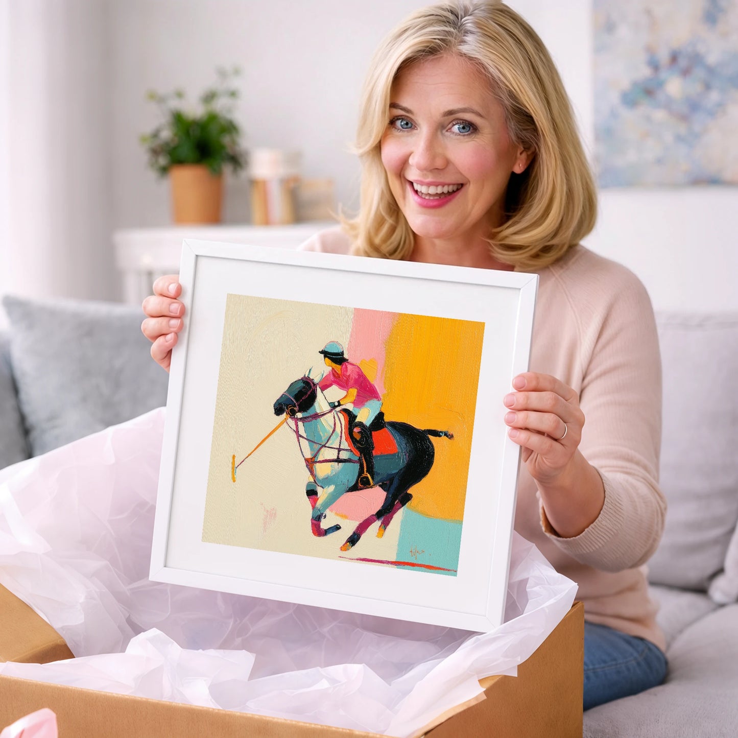 Vibrant Polo Strike - polo horse art gift idea for horse lovers