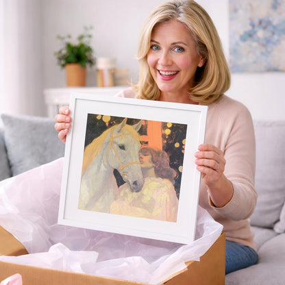 Starlit Bond - horse & rider art gift idea for horse lovers
