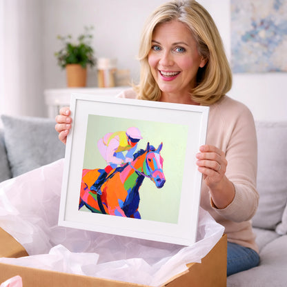 Vibrant Final Furlong - racing horse art gift idea for horse lovers