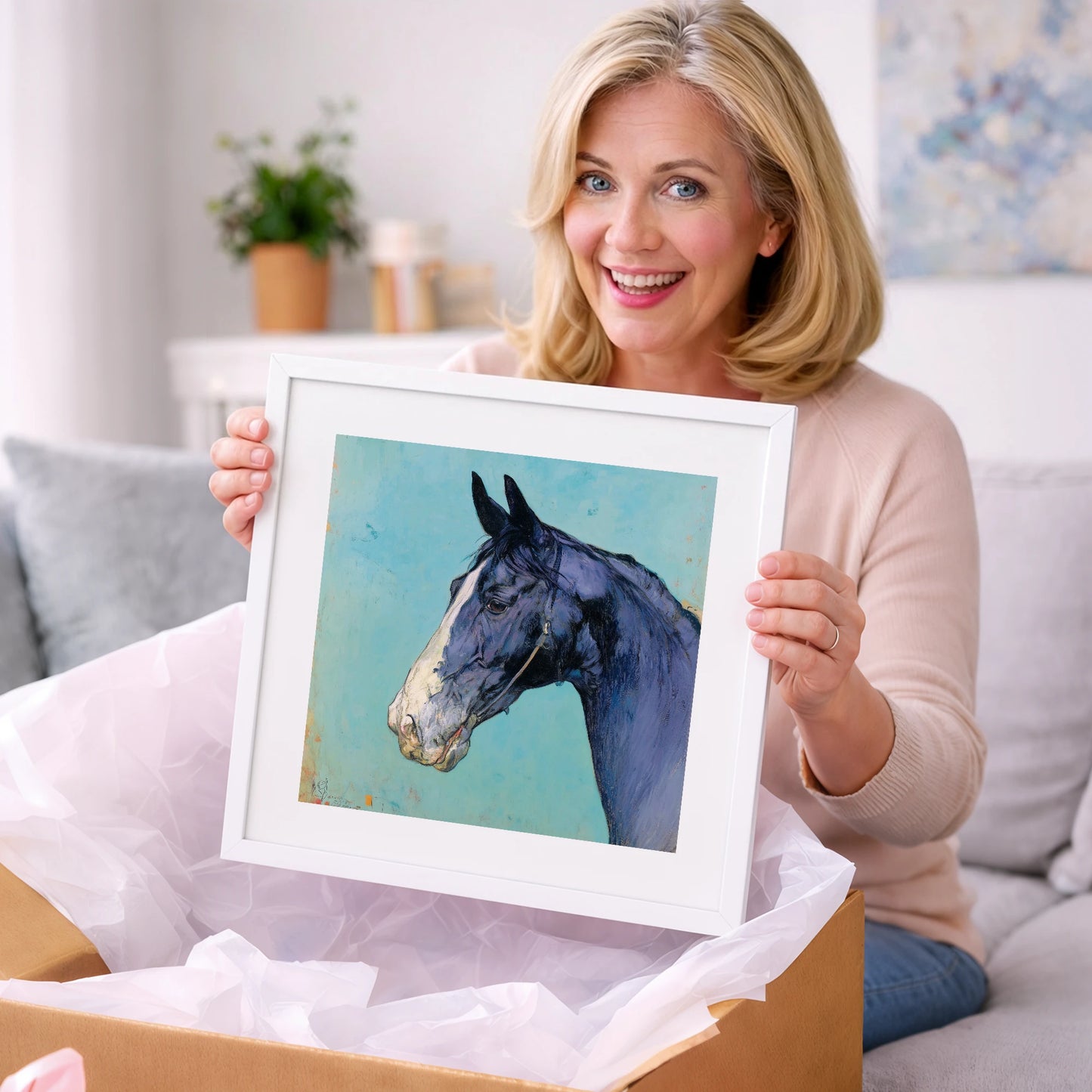 Azure Equine Profile - horse portrait art gift idea for horse lovers