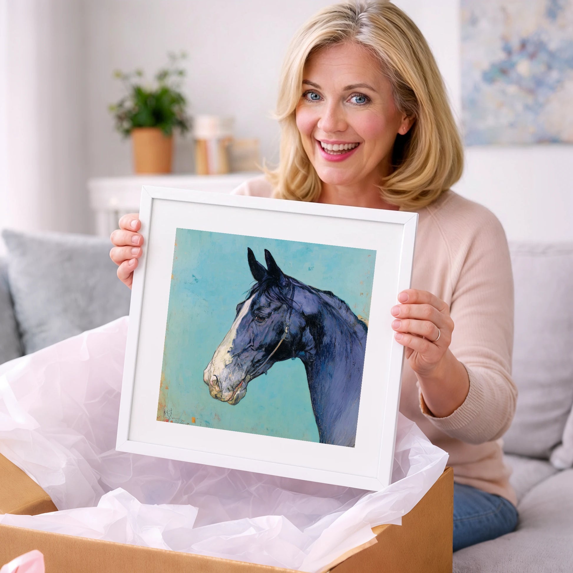 Azure Equine Profile - horse portrait art gift idea for horse lovers