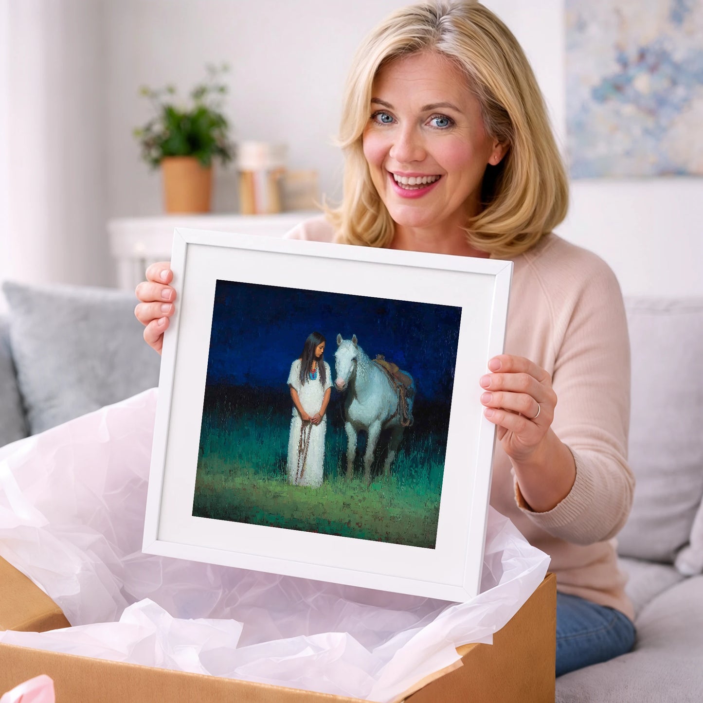 Quiet Night Vigil - horse & rider art gift idea for horse lovers